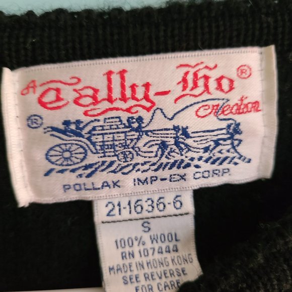 Vintage Tally Ho 100% Wool Sweater Cardigan Small - Picture 2 of 3